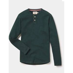 The Normal Brand Puremeso Two Button Henley Shirt Green Mens Size Large